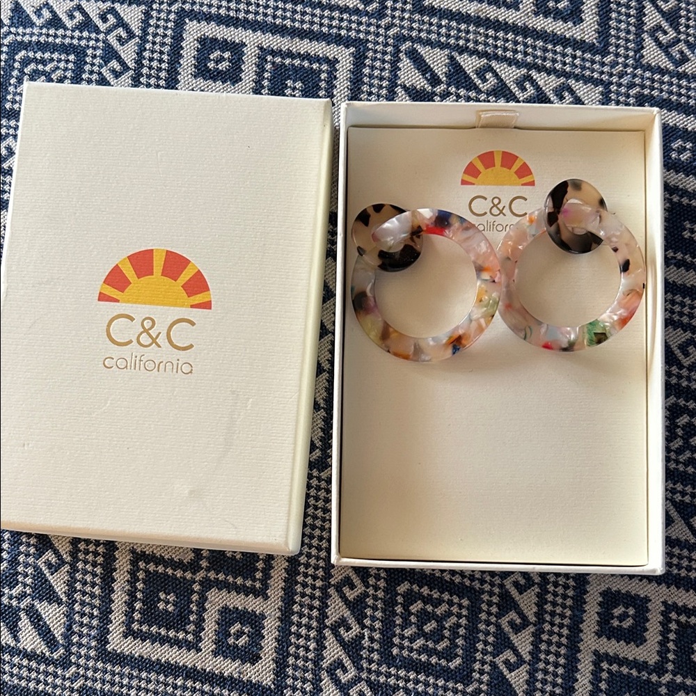 C & C California Earrings- New in Box- Faux Tortoiseshell